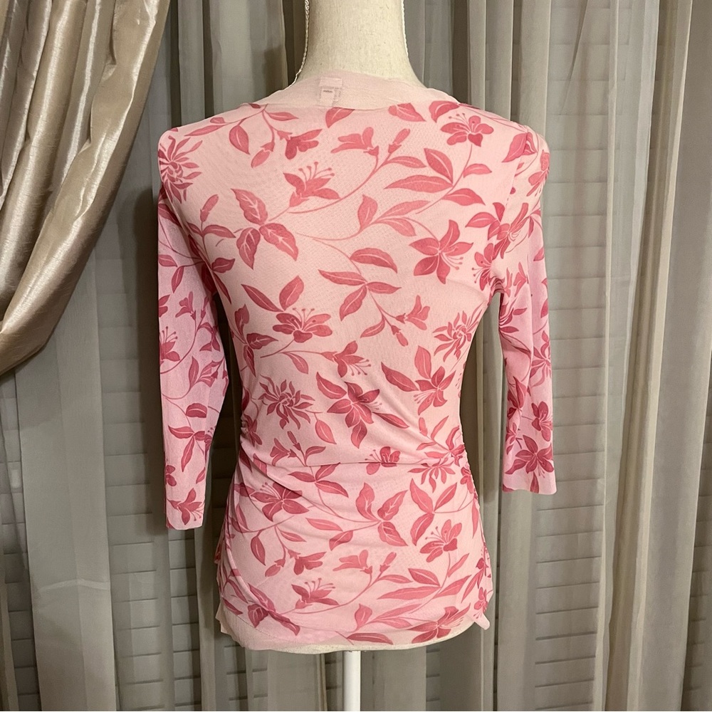 Anthropologie Pink Sweet Pea Vintage 3/4 Sleeve Blouse - Picture 3 of 4